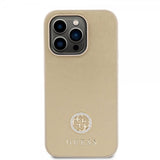 Guess iPhone 15 Pro Max Cover Metal Logo Rhinsten Guld