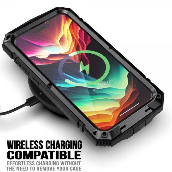 R-JUST iPhone 15 Pro Max Cover Metal Stødsikkert Sort