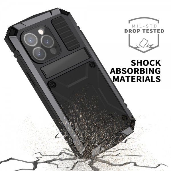 R-JUST iPhone 15 Pro Max Cover Metal Stødsikkert Sort