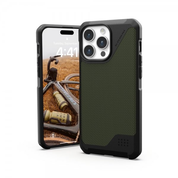 Urban Armor Gear (UAG) iPhone 15 Pro Max Cover Metropolis LT MagSafe Kevlar Olive