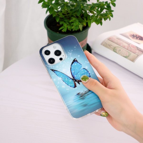 iPhone 15 Pro Max Cover Motiv Blå Sommerfugl