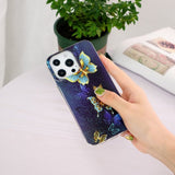 iPhone 15 Pro Max Cover Mønster Gyldne Sommerfugle