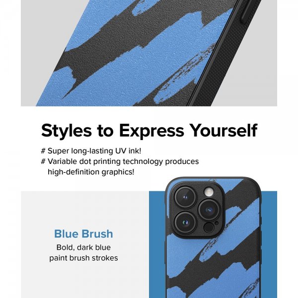 Ringke iPhone 15 Pro Max Cover Onyx Design Blue Brush