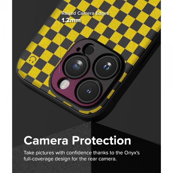 Ringke iPhone 15 Pro Max Cover Onyx Design Checkerboard Yellow