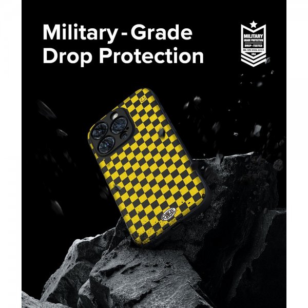 Ringke iPhone 15 Pro Max Cover Onyx Design Checkerboard Yellow