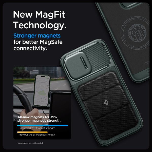 Spigen iPhone 15 Pro Max Cover Optik Armor MagFit Abyss Green