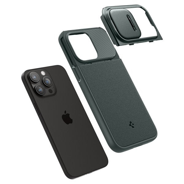 Spigen iPhone 15 Pro Max Cover Optik Armor MagFit Abyss Green