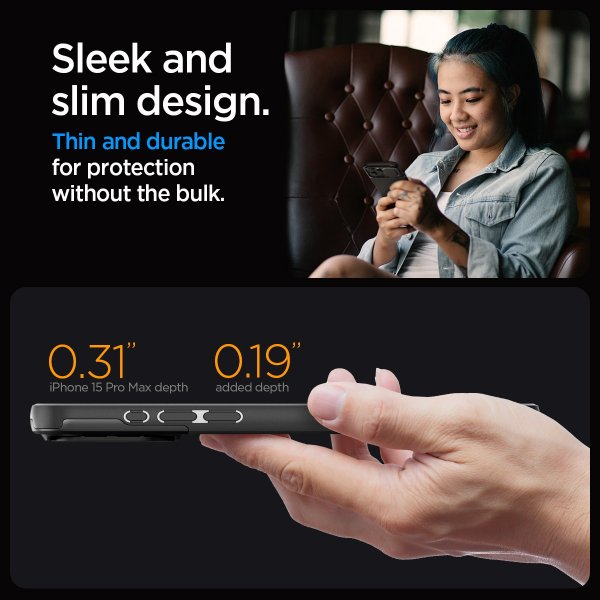 Spigen iPhone 15 Pro Max Cover Optik Armor MagFit Sort