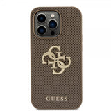 Guess iPhone 15 Pro Max Cover Perforated Glitter Brun