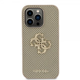 Guess iPhone 15 Pro Max Cover Perforated Glitter Guld