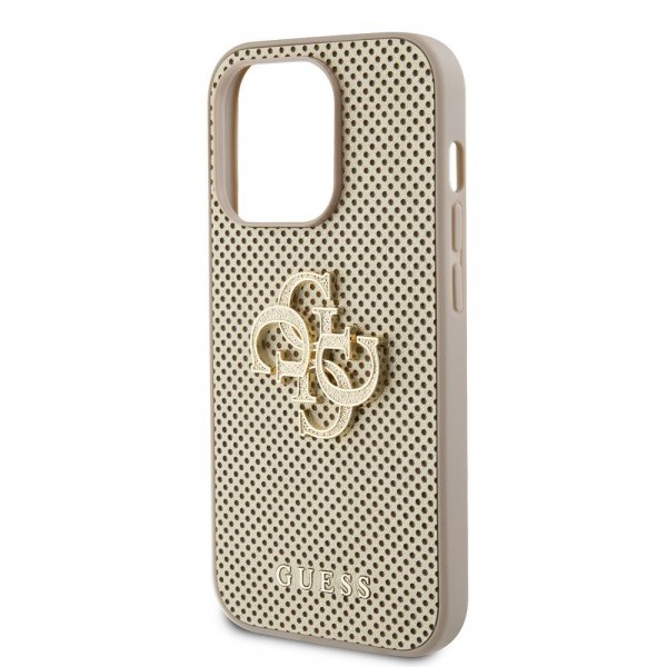 Guess iPhone 15 Pro Max Cover Perforated Glitter Guld