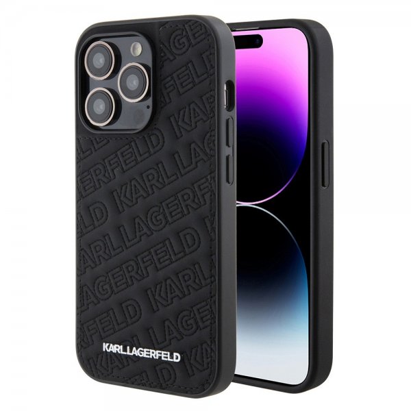 Karl Lagerfeld iPhone 15 Pro Max Cover Quilted K Pattern Sort