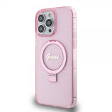 Guess iPhone 15 Pro Max Cover Ring Stand Glitter MagSafe Rosa