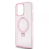Guess iPhone 15 Pro Max Cover Ring Stand Glitter MagSafe Rosa