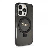 Guess iPhone 15 Pro Max Cover Ring Stand Glitter MagSafe Sort