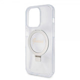 Guess iPhone 15 Pro Max Cover Ring Stand Glitter MagSafe Transparent