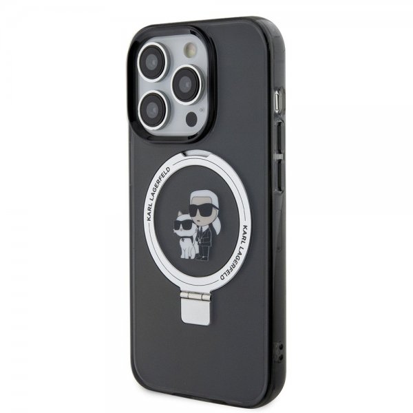 Karl Lagerfeld iPhone 15 Pro Max Cover Ring Stand MagSafe Sort