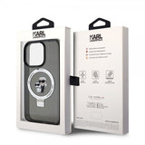 Karl Lagerfeld iPhone 15 Pro Max Cover Ring Stand MagSafe Sort