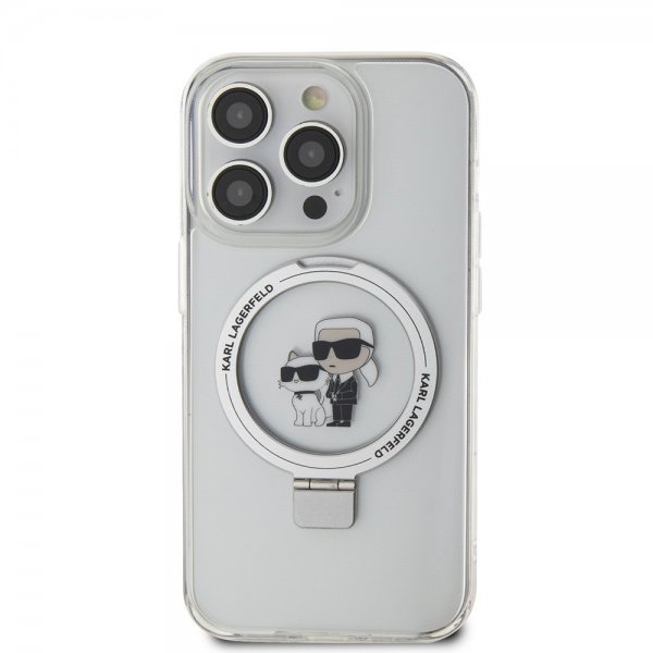 Karl Lagerfeld iPhone 15 Pro Max Cover Ring Stand MagSafe Hvid