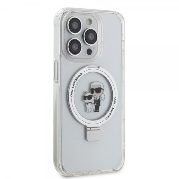 Karl Lagerfeld iPhone 15 Pro Max Cover Ring Stand MagSafe Hvid