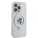 Karl Lagerfeld iPhone 15 Pro Max Cover Ring Stand MagSafe Hvid
