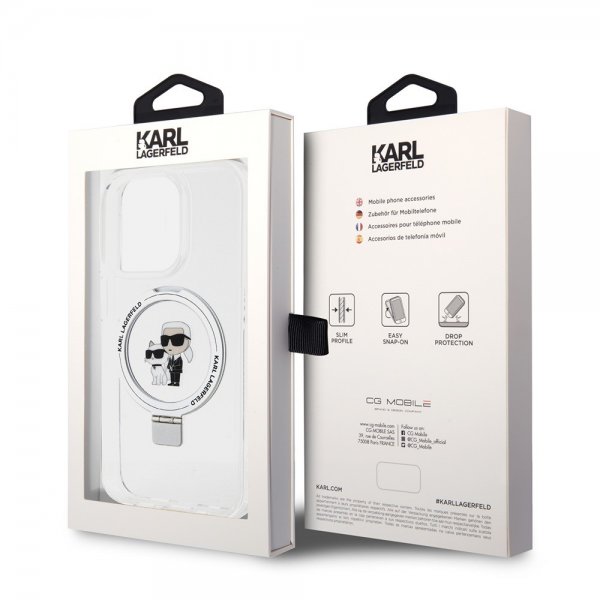 Karl Lagerfeld iPhone 15 Pro Max Cover Ring Stand MagSafe Hvid