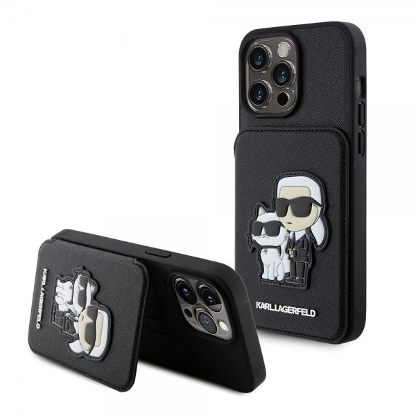 Karl Lagerfeld iPhone 15 Pro Max Cover Saffiano Card Slots & Stand Sort