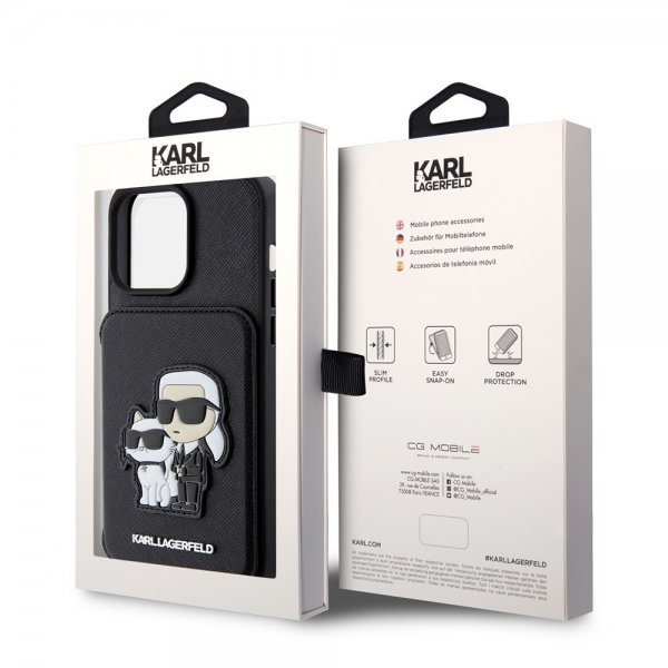 Karl Lagerfeld iPhone 15 Pro Max Cover Saffiano Card Slots & Stand Sort