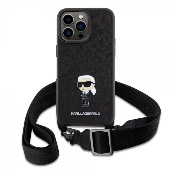 Karl Lagerfeld iPhone 15 Pro Max Cover Saffiano Crossbody Sort
