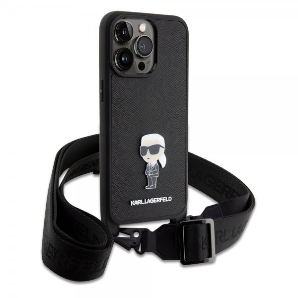 Karl Lagerfeld iPhone 15 Pro Max Cover Saffiano Crossbody Sort