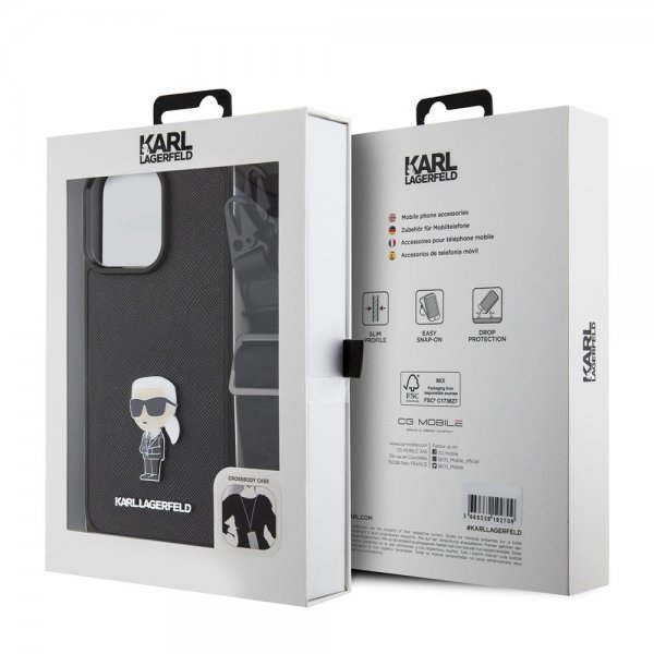 Karl Lagerfeld iPhone 15 Pro Max Cover Saffiano Crossbody Sort
