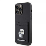 Karl Lagerfeld iPhone 15 Pro Max Cover Saffiano Double Cardslot Sort