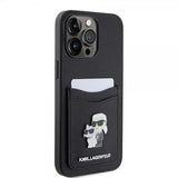 Karl Lagerfeld iPhone 15 Pro Max Cover Saffiano Double Cardslot Sort