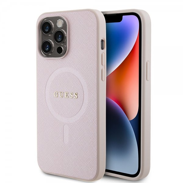 Guess iPhone 15 Pro Max Cover Saffiano MagSafe Rosa