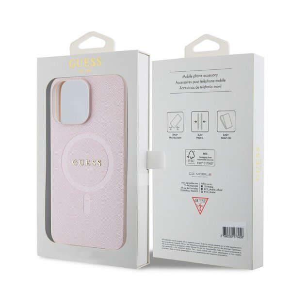 Guess iPhone 15 Pro Max Cover Saffiano MagSafe Rosa