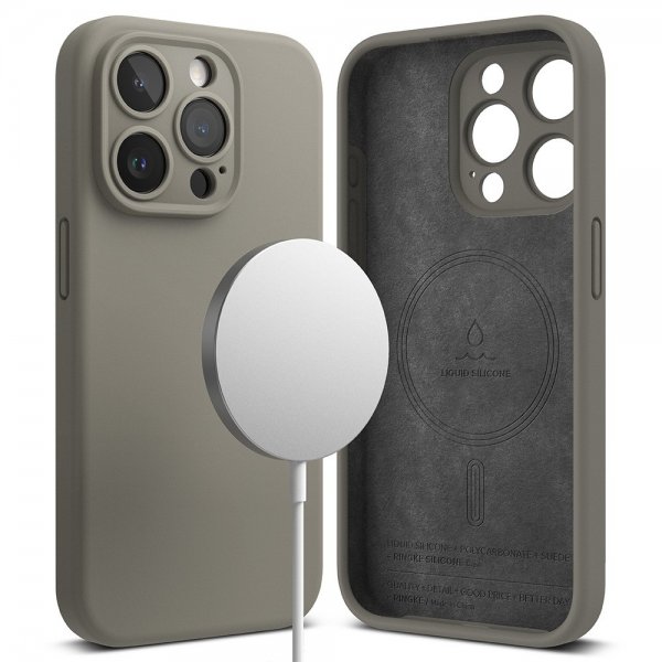 Ringke iPhone 15 Pro Max Cover Silicone Magnetic Grå