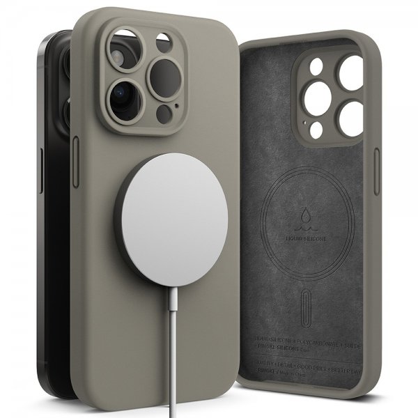 Ringke iPhone 15 Pro Max Cover Silicone Magnetic Grå