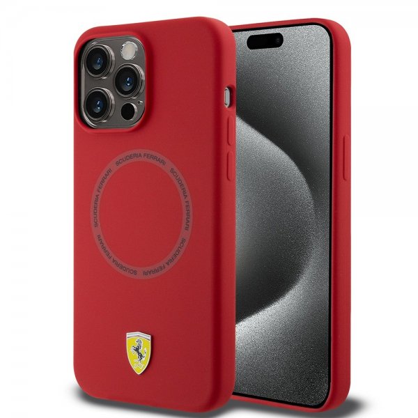 Ferrari iPhone 15 Pro Max Cover Silikone MagSafe Rød