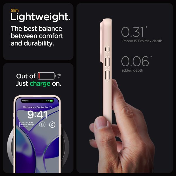 Spigen iPhone 15 Pro Max Cover Thin Fit Pink Sand