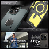 Spigen iPhone 15 Pro Max Cover Tough Armor MagFit Abyss Green