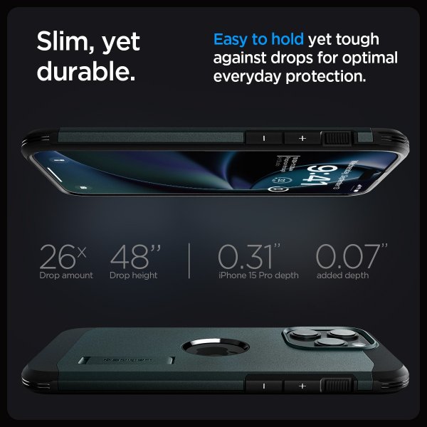 Spigen iPhone 15 Pro Max Cover Tough Armor MagFit Abyss Green