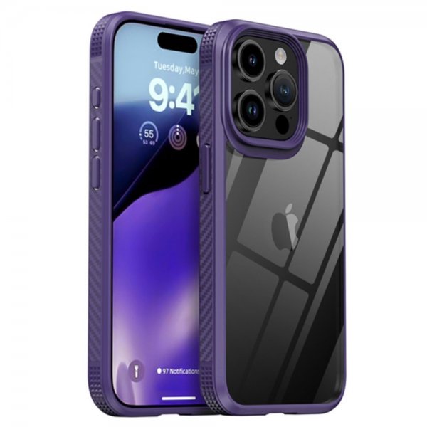 Ipaky iPhone 15 Pro Max Cover Gennemsigtig Bagside Lilla