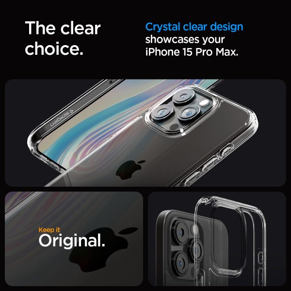 Spigen iPhone 15 Pro Max Cover Ultra Hybrid Crystal Clear