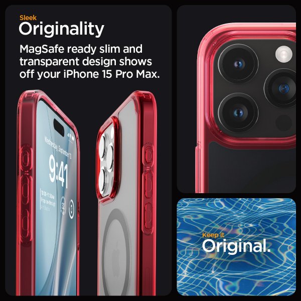 Spigen iPhone 15 Pro Max Cover Ultra Hybrid MagFit Frost Deep Red
