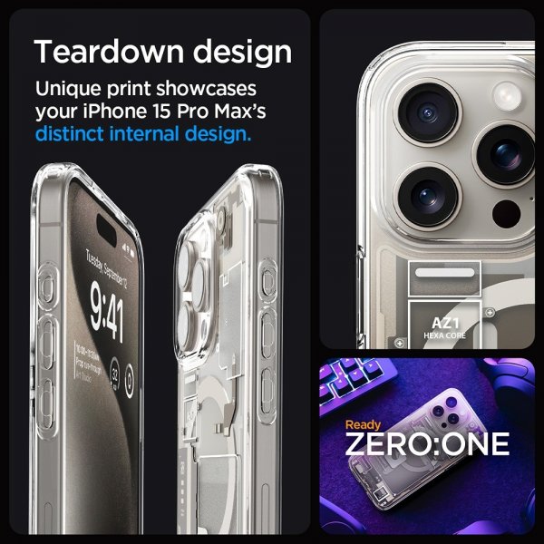 Spigen iPhone 15 Pro Max Cover Ultra Hybrid Zero One MagFit Natural Titanium