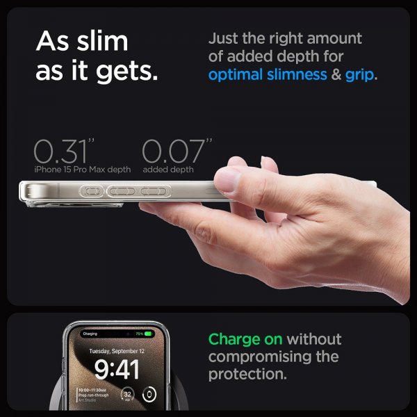 Spigen iPhone 15 Pro Max Cover Ultra Hybrid Zero One MagFit Natural Titanium