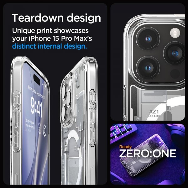 Spigen iPhone 15 Pro Max Cover Ultra Hybrid Zero One MagFit Hvid