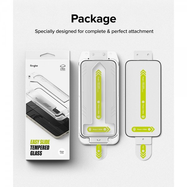 Ringke iPhone 15 Pro Max Skærmbeskyttelse Easy Slide 2-pak
