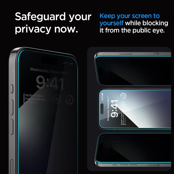 Spigen iPhone 15 Pro Max Skærmbeskyttelse GLAS.tR EZ Fit Privacy 2-pak