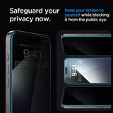 Spigen iPhone 15 Pro Max Skærmbeskyttelse GLAS.tR EZ Fit Privacy 2-pak